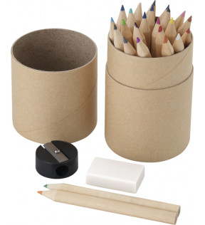 Set de 24 crayons de couleur, une gomme et un taille-crayon - Génicado