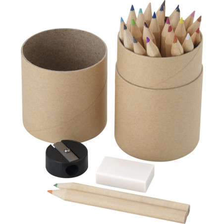 Set de 24 crayons de couleur, une gomme et un taille-crayon - Génicado
