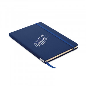Carnet A5 couverture bleue en RPET 600D avec 80 pages lignées - Génicado