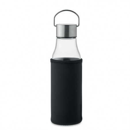 bouteille d'eau en verre 500 ml avec sa pochette noir