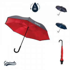 Parapluie reversible noir rouge solide vent - Génicado