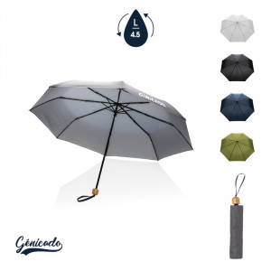 Parapluie pliable avec toile en textiles recyclés authentiques et ppoignée en bambou - Génicado