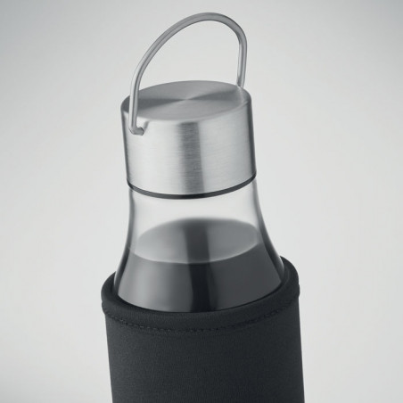 bouteille d'eau en verre 500 ml avec son bouchon à poignée en acier inox