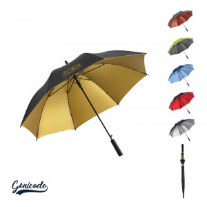 Parapluie solide vent toile bicolor en polyester pongé et balainage en fibre de verre - Génicado