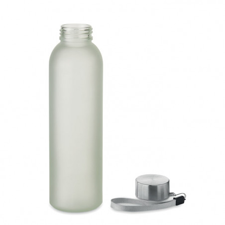 bouteille d'eau en verre 500 ml avec couvercle en acier inox et sangle de suspension