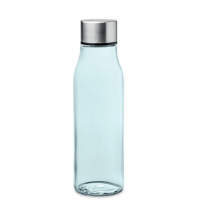 bouteille d'eau en verre bleu clair réutilisable 500 ml avec bouchon en acier inoxydable