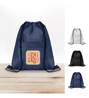 grand sac cordon avec une pochette zippée sur le devant et marquage logo - Génicado