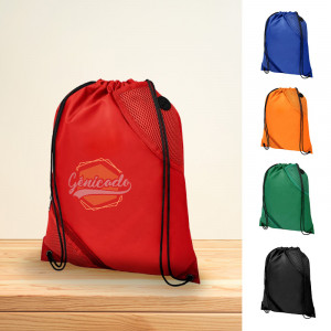 sac à cordon avec choix de coloris équipé de 2 petites poches en maille filet à l'avant - Génicado