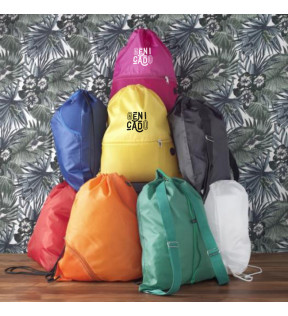 sac à cordon avec une poche zippée en polyester avec choix de coloris - Génicado