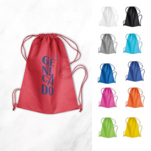 sac à cordelettes avec cordon de serrage de couleur assortie exemple marquage logo - Génicado