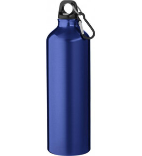 bouteille gourde pour sport  bleue en aluminium recyclé avec mousqueton