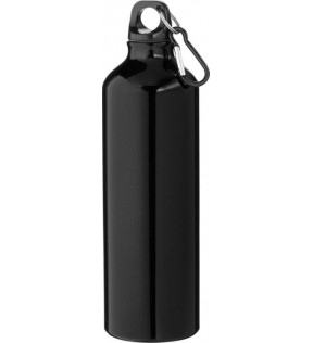 bouteille gourde pour sport noire en aluminium recyclé avec mousqueton