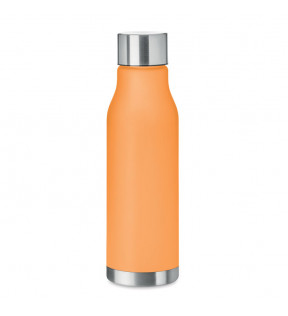 bouteille gourde en plastique recyclé RPET finition caoutchouc orange