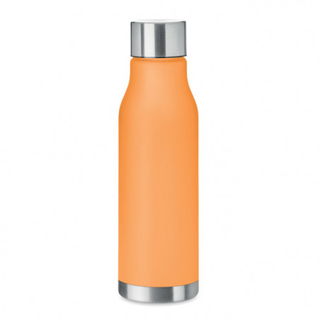bouteille gourde en plastique recyclé RPET finition caoutchouc orange