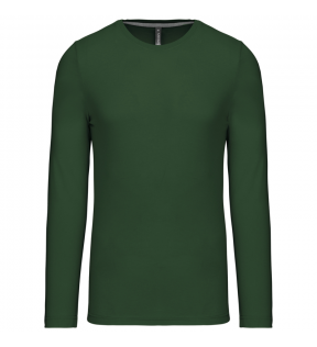 t-shirt manches longues pour homme 100% coton col rond vert forêt