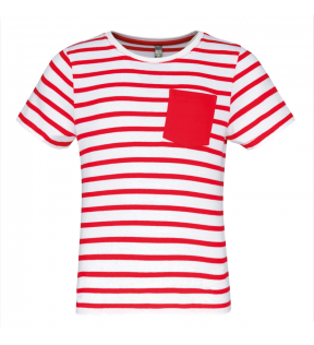 t-shirt marinière enfant blanc à rayures rouges