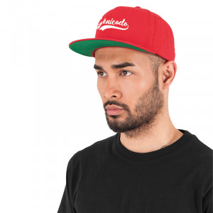 casquette snapback flexfit rouge avec logo imprimé blanc Genicado