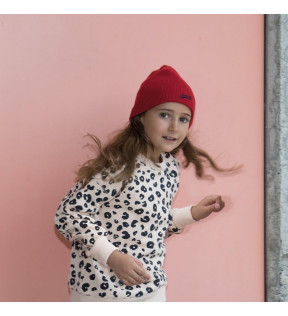 bonnet tricoté personnalisé rouge pour enfant
