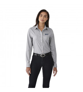 chemise femme personnalisable grise à manches longues avec logo imprimé sur le coeur