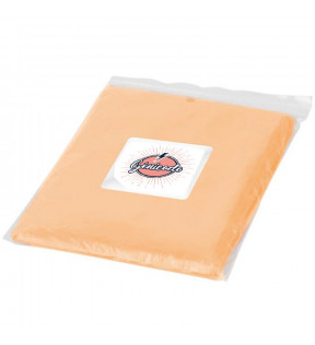 poncho personnalisé orange avec logo imprimé sur l'emballage