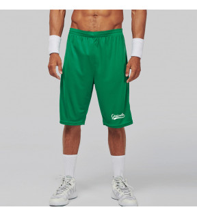 short de sport personnalisable vert avec logo blanc imprimé
