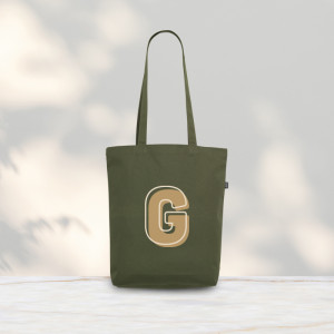 sac cabas en toile vert avec logo imprimé