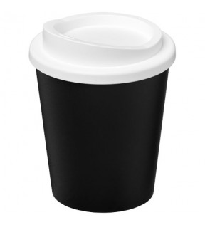 mug de voyage personnalisable noir avec couvercle blanc
