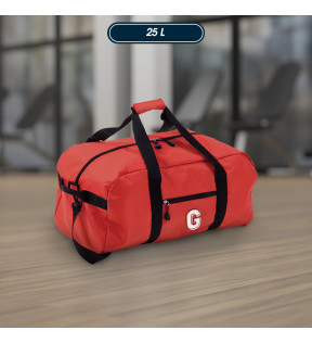 sac de sport personnalisable rouge avec logo blanc imprimé