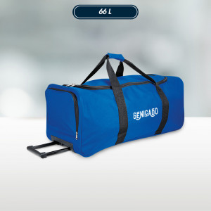sac de sport personnalisable bleu royal avec logo blanc imprimé