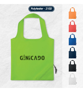 sac shopping vert personnalisé avec logo noir imprimé