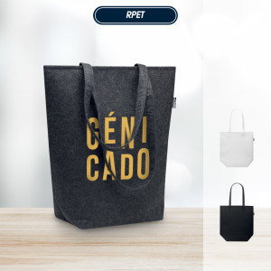 sac shopping noir personnalisé avec logo genicado