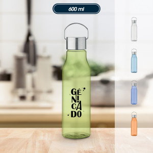 bouteille gourde en plastique recyclé 600 ml avec exemple marquage logo - Génicado