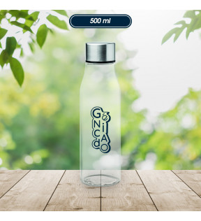 bouteille d'eau en verre réutilisable 500 ml avec exemple logo - Génicado