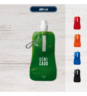 Goodies gourde pliable en plastique rPET sans BPA marquant logo avec mousqueton - Génicado