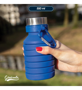 bouteille d'eau réutilisable et pliable 500 ml en silicone - Génicado