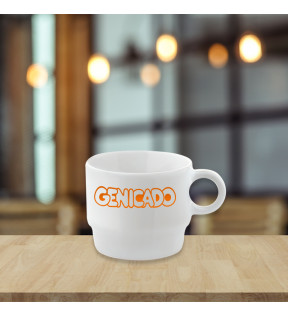 tasse à café publicitaire avec logo orange imprimé
