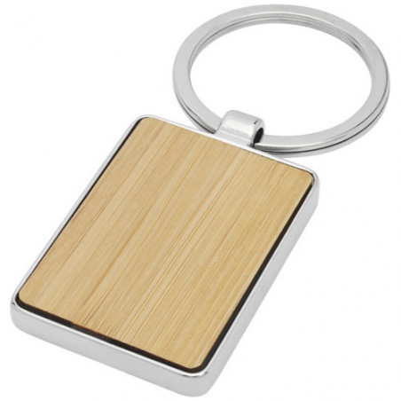 Porte-clés bambou en forme rectangulaire avec personnalisation gravure laser - Génicado