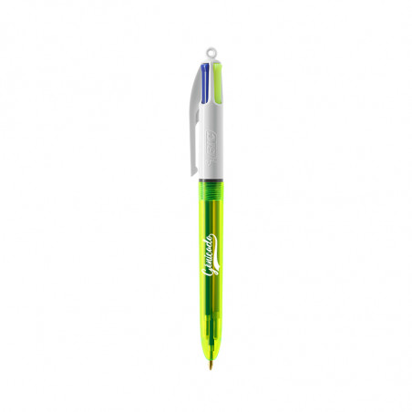 stylo 4 couleur jaune fluo personnalisé