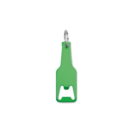 Porte-clé décapsuleur vert personnalisé en forme de bouteille