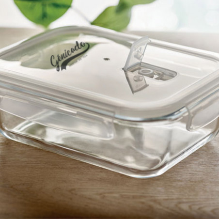 Lunch box en verre avec logo imprimé sur le couvercle