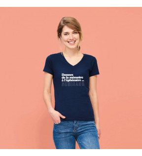 T-shirt personnalisé pour femme avec logo blanc imprimé sur l'avant