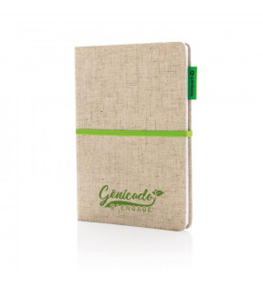 Carnet A5 en papier de bambou et couverture en jute et coton - Génicado