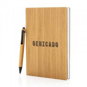 Carnet de notes en bambou naturel avec son stylo - Génicado