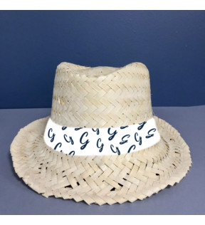 Chapeau de paille panama avec son ruban de chapeau customisé par sublimation sur mesure - Génicado